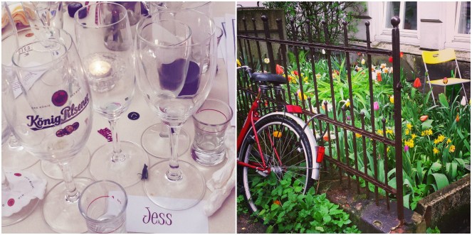 My ride home - Gus and Ollie, Hamburg, germany, handmade, sock monkey, atelier e-37, ottensen, altona, spring time, blossom trees, grateful, sunshine, blue skies.